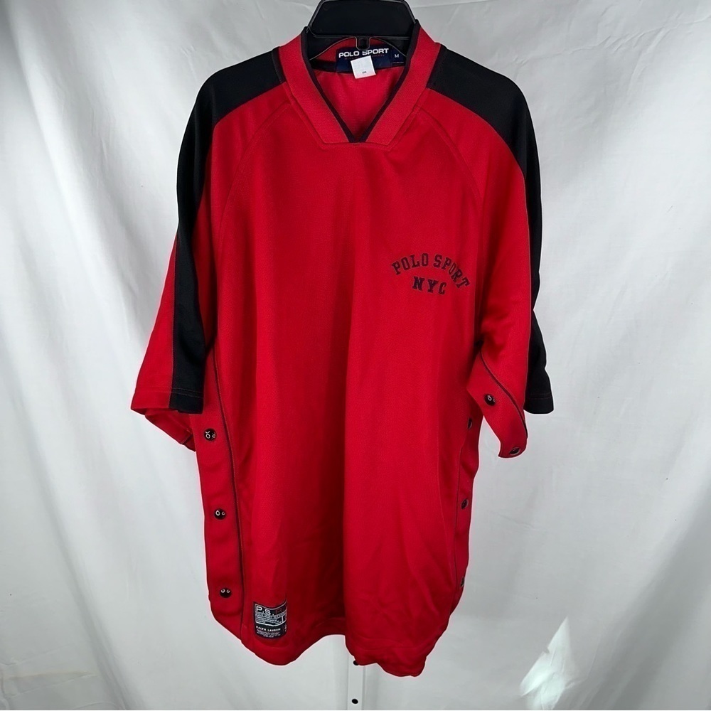 Polo Sport Ralph Lauren Jersey Adult M Red NYC Tear Away Side Snap Men's 7G5